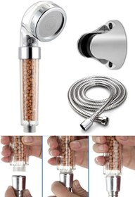 Resim Belle Fusion Filtreli Ve Su Tasarruflu Arıtmalı Duş Başlığı Seti Boncuklu Başlık Hortum Ve Mafsal Set 