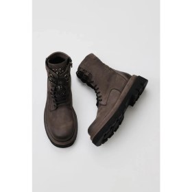 Resim Bueno Shoes Gri Nubuk Kadın Dolgu Topuklu Bot 01WV1000 01WV1000 