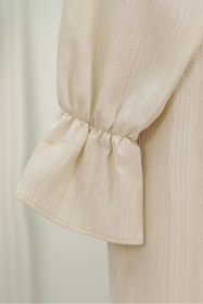 Resim MODAQU Yaka Fırfırlı Yan İp Bağlamalı Kimono - Bej 