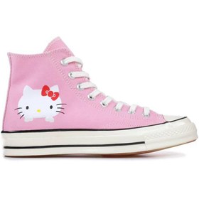 Resim Köstebek Pembe Hello Kitty - Face Basic Uzun Kanvas Ayakkabı 