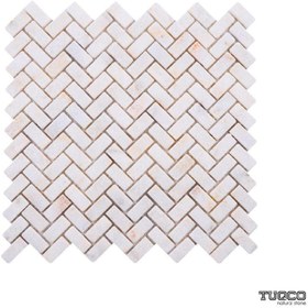 Resim TUQCO Doğaltaş Fileli Herringbone Golden Eskitme Mermer Mozaik 