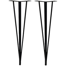 Resim 2 Adet Firkete Masa Ayağı 71 Cm Mat Siyah Mobilya Ayak Pabuçlu 