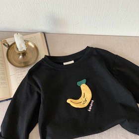 Resim Çocuklar İçin Uzun Kollu Tişört - Sevimli Muz & BANANA Desenli Şık Meyve Tasarımı, Yumuşak Yuvarlak Boyunlu Günlük Bluz Tarz Üst Giyim, İlkbahar ve Sonbahar İçin 