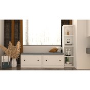 Resim nettrends.net the new trend of shopping Modülist Dinlenme Köşesi – 2 Kapaklı Oturma Bankı Pencere Önü Ofis Bekleme Alanı Beyaz-PNR-DLM-1002 