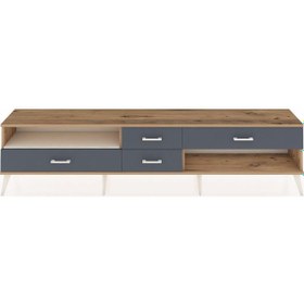 Resim Arges Tv Ünitesi Tek Raflı 4 Çekmeceli 220x30x51 Çam-aytaşı/antrasit Aytası/antrasıt - Atlas Çam 