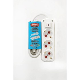 Resim Amiral 3' Lü Topraklı Anahtarlı 2 Metre Kablolu Grup Priz 