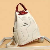 Resim Anti-Theft Büyük Kapasiteli Kadın Sırt Çantası - Ayarlanabilir Askılılar, Çoklu Bölümler ve Seyahat, İş veya Üniversite için Polyester Kaplama ile Şık Beyaz Sentetik Çanta, Seyahat için Sırt Çantası, Güvenli Fermuar Kapanışı 