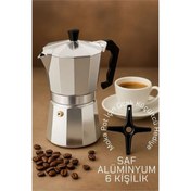 Resim shopwave Klasik Italyan Moka Pot - 6061 Saf Alüminyum Profesyonel Moka Pot - 6 kişilik 