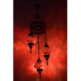 Resim Karlıkturistik Mozaik Lamba Avize 3lü Sarkıt Dekoratif Aydınlatma Tavan Lambası Renkli El Yapımı Model 20 