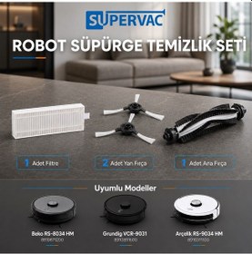 Resim Rs8034hm, Vcr9031hm, Rs9034hm Robot Süpürge Aksesuar Seti Arçelik, Beko, Grunding İle Uyumlu Temizlik Paketi 