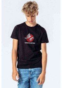 Resim Tshirthane Ghostbusters Logo Black Baskılı Unisex Çocuk Siyah T-Shirt 