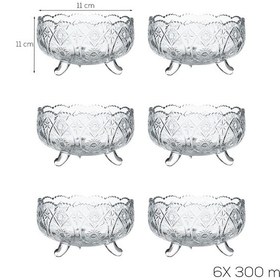 Resim Porsima Rygx074-2 Dream Bowl 6lı Ayaklı Cam Kase Puding Tatlı Ve Dondurma Kasesi Lokumluk Şekerlik Kase Seti Çerez Kasesi 11x11cm Şeffaf Cam 