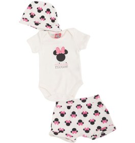 Resim MINNIE MOUSE Kız Bebek Lisanslı Body & Şort Şapkalı Pijama Takımı 