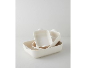 Resim English Home Hecha Seramik Dikdörtgen Fırın Kabı 25 cm Krem 