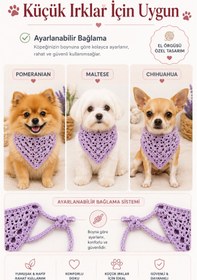 Resim NEHOLİA Kadın & Köpek Kombin El Örgüsü minik dost Bandana Seti Ayarlanabilir Evcil Hayvan Sahip Kombini Bohem Tasarım 