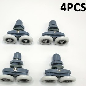 Resim 4 adet Duş Kapısı Rulosu Yedek Seti 23mm/25mm Naylon Tekerlek Metal Braketi ile, Klasik Stil, Pürüzsüz Kayma Hareketi için Dayanıklı Plastik Yapı, Duş Kapısı Rulosu Sistemi, Pürüzsüz Kayma Mekanizması, Klasik Rulo Tasarımı, Metalik Kaplama Rulosu 