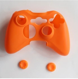 Resim Turuncu-silikon Koruyucu Kılıf Xbox 360 Gamepad İçin Xbox 360 Denetleyicisi İçin Kauçuk Kabuk Cilt + 2 Başparmak Sapları Kapaklar 