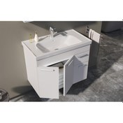 Resim Orka Enez 80 Cm Mdf Beyaz Banyo Dolabı Alt Modül Ve Lavabo 