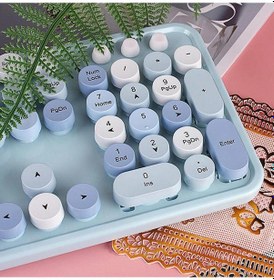 Resim Renkli Daktilo Tarzı Vintage Mekanik Klavye Mouse Pc Laptop Uyumlu Kablosuz 