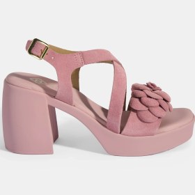 Resim Desa Kadın Pembe Ayarlanabilir Tokalı Slingback Süet Topuklu Sandalet 