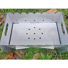 Resim Lazer Mangal Portatif Pratik Katlanabilir Paslanmaz Izgaralı 41x25 Cm Çok Renkli 