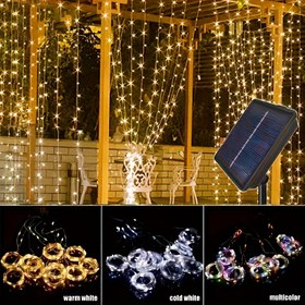 Resim 600 LED Güneş Enerjili Peri Işıkları, 6M Su Geçirmez Açık Alan Işık Dizisi, 8 Mod Metal ve Plastik Işıltılı Işıklar Bahçe Veranda Sundurma Arka Bahçe Düğün Partisi için, Güneş Şarjlı Lityum Pil, Evrensel Tatil Dekoru 