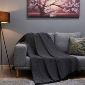 Resim Buca Yün Balıksırtı Koltuk Örtüsü - Siyah - 170x230 cm 