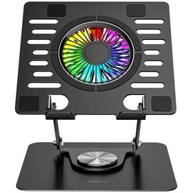 Resim Addison Ad-rc36 Steely 360 Derece Dönebilen Fanlı Rgb Işıklı Ayarlanabilir Siyah Metal Laptop Stand 