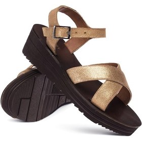 Resim Deery Hakiki Deri Altın Rengi Kadın Sandalet Altın (492261198) Altın 