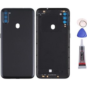Resim Samsung A11 Siyah Uyumlu Arka Kapak Batarya Kapağı Pil Kapağı Yapışkan Ve Sökme Aparatıyla Beraber Full Set Siyah 