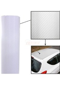 Resim Beyaz Karbon Folyo 3D Hava Kanallı Kaplama Folyosu 152 Cm 