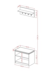 Resim Asra Trend MDF Puflu Ayakkabılık ve Askılık – 60 cm Portmanto Seti, Modern, 2 Raflı, A-33 Antrasit 