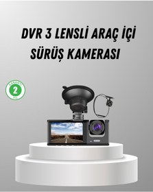 Resim Üç Kameralı Araç Dvr Full Hd Gece Görüşlü Ve 2 İnç Ips Ekranlı 