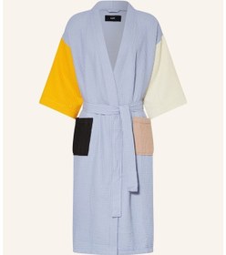 Resim Unisex Kimono Waffle 125 Cm Şal Yaka Çift Halkalı Kemerli Mavi 