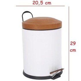 Resim - 16 Lt Ahşap Desen Vintage Serisi Amortisörlü Çöp Kovası - Kutusu, Banyo, Mutfak, Tuvalet, Balkon Beyaz, 5 Litre Siyah 