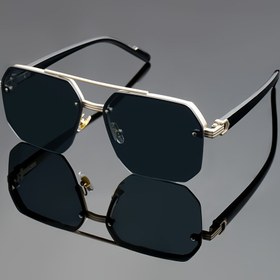 Resim Klasik retro unisex tarza çerçevesiz gözlük, cesur ve şık metal çerçeve 