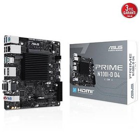 Resim ASUS MB PRIME N100I-D D4-CSM INTEL N100 CPU DDR4 3200 DP HDMI VGA M2 USB3.2 COM Mini ITX ONBOARD ISLEMCI FANSIZ TASARIM ESD GUARDS LANGuard OVERVOLTAGE PROTECTION 