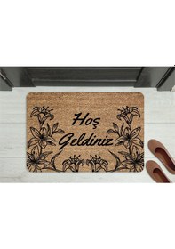 Resim Rengarenk Kare Desen Dekoratif Kapı Önü Paspası Beyaz 