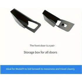 Resim Honeybeeshop For Tesla Model 3/y Ön Kapı Çifti 4 Kapılı İç Kulp Depolama Kutusu Dayanıklı Alaşım Malzeme Araba Aksesuar 
