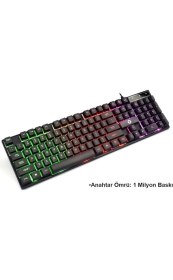 Resim Dexim KBL-321 Oyun Amaçlı Kablolu RGB Klavye Kare Tuş Formu ile Kullanım İçin Tasarlandı 