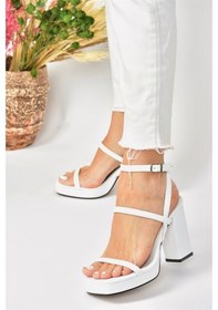 Resim Fox Shoes Beyaz Kalın Topuklu Günlük Kadın Ayakkabı M282462709 