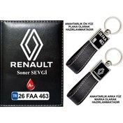 Resim Plakanıza Özel Yeni Renault Logolu Siyah Ruhsat Kabı Ve Anahtarlık 