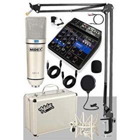 Resim Midex CX1 Mixer Set Condenser Mikrofon Ses Kartlı Mikser + Stand + Filtre 