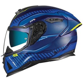 Resim Nexx Sx.100R Skıdder Mat Mavi Neon Sarı Kask 