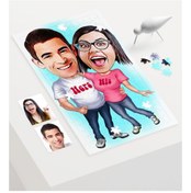 Resim Kişiye Özel Sevgililer Karikatür 240 Parça A3 Puzzle - 5 