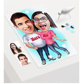 Resim Kişiye Özel Sevgililer Karikatür 240 Parça A3 Puzzle - 5 