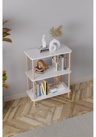 Resim 3 Raflı Kitaplık Ahşap Kitaplık Ofis Rafı Ayakkabılık -beyaz 