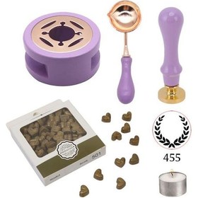 Resim Davetiye Mum Mühürü Uygulama Seti Lavanta Renk 455 Çelenk 