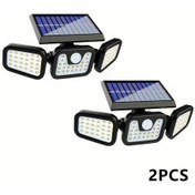 Resim Turcoshop11 2 Adet Siyah 74 Led Güneş Enerjili Hareket Sensörlü Ayarlanabilir Bahçe Garaj Duvar Aydınlatma Gece Lambası 
