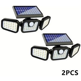 Resim Turcoshop11 2 Adet Siyah 74 Led Güneş Enerjili Hareket Sensörlü Ayarlanabilir Bahçe Garaj Duvar Aydınlatma Gece Lambası 